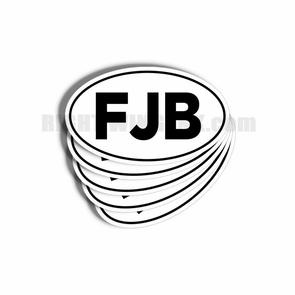 FJB White Ovals – Lets Go Brandon Stickers Biden 5 Pack of Decals 3 INCH – MINI
