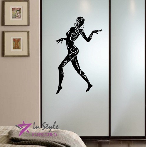 Vinyl Decal Dancing African Girl Woman Ethnic African Tribal Style Sticker 1980