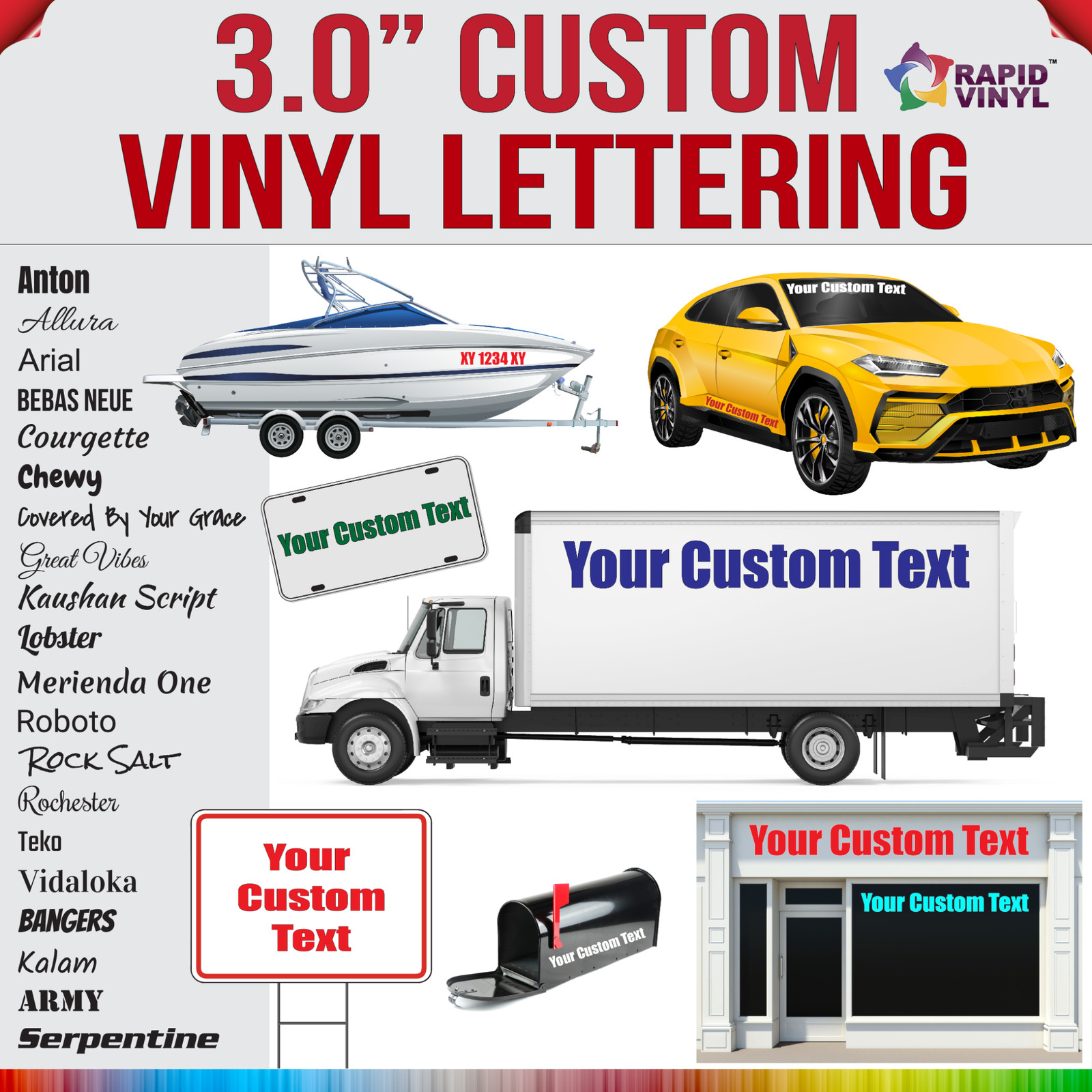 3 Inch Custom Vinyl Lettering Numbers Transfer Decal Sticker Boat Window Glass