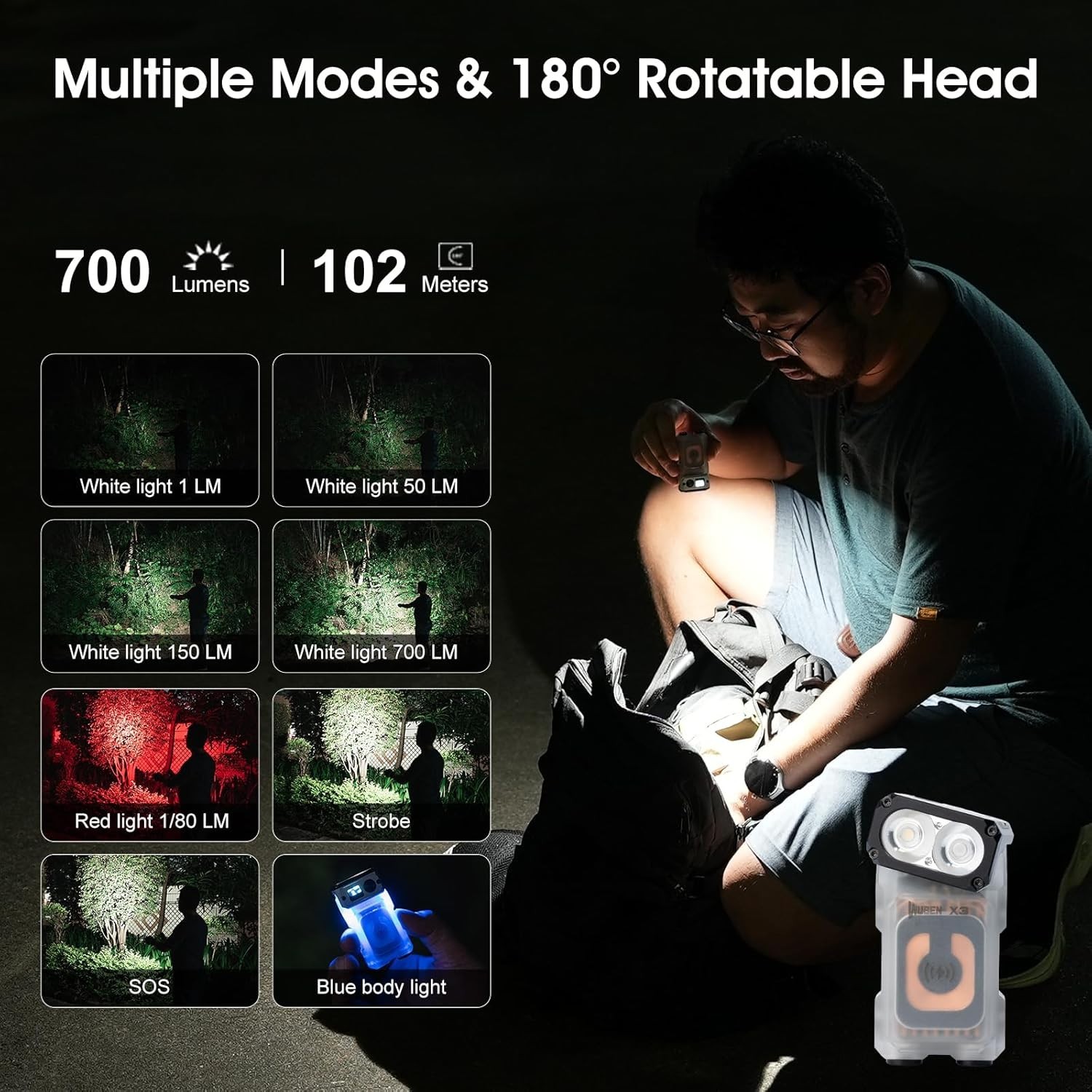 X3 Mini Flashlight with Rechargeable Charging Box 180 Degree … Fast Ship
