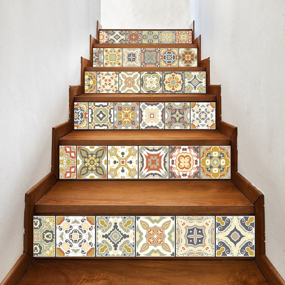 6x 3D Mosaic Stair Riser Decals Wall Tile Stickers Self Adhesive DIY Home Decor