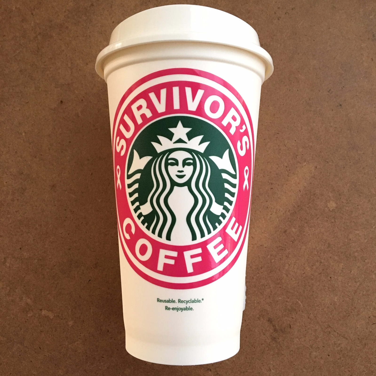 Survivor’s Coffee Breast Cancer Awareness Starbucks Cup Decal Sticker