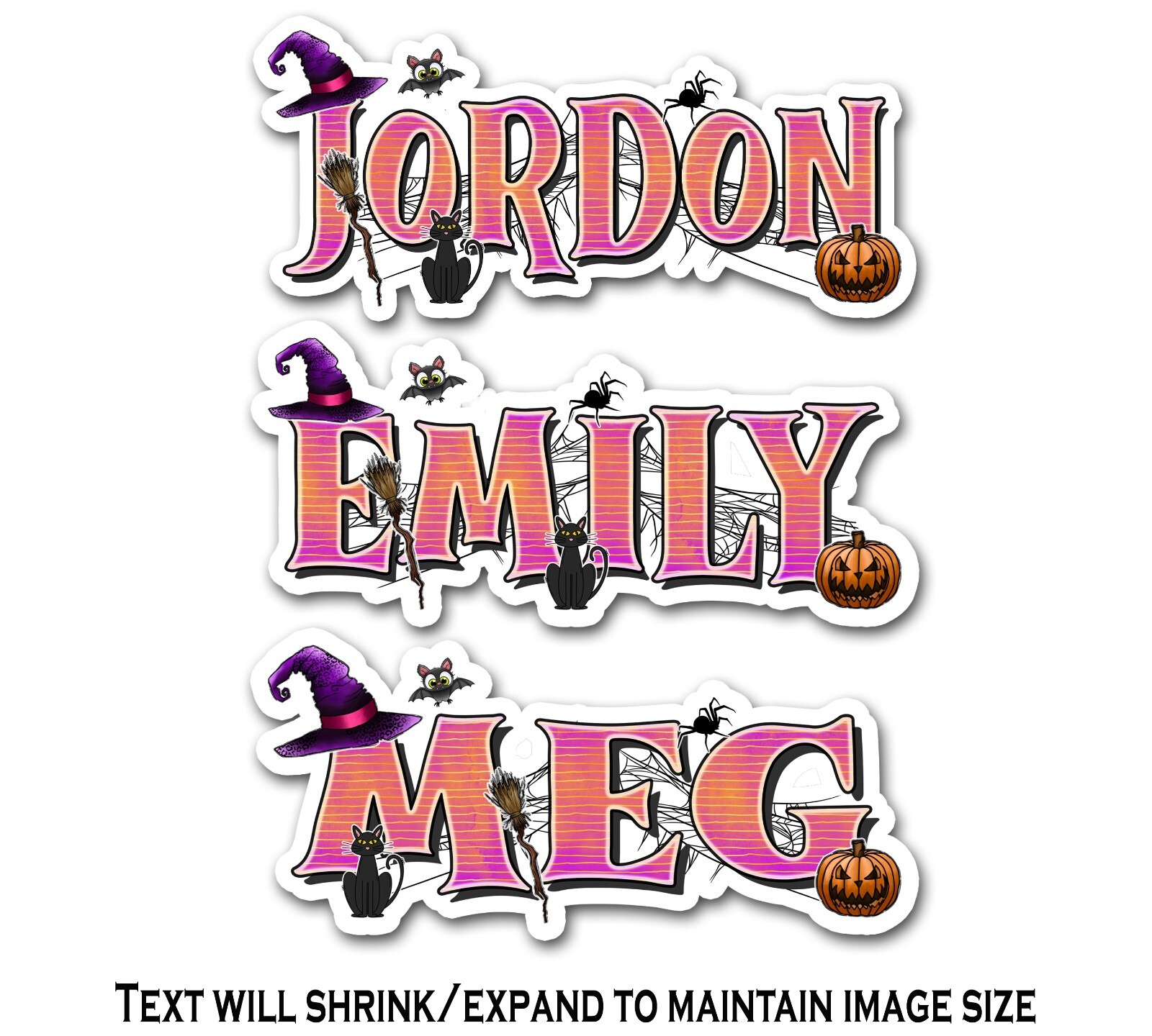Custom Name Sticker Vinyl Decal – Aesthetic Halloween Witch Spooky Design