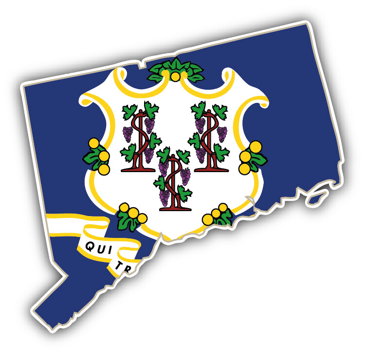 Connecticut USA State Map Flag Car Bumper Sticker Decal