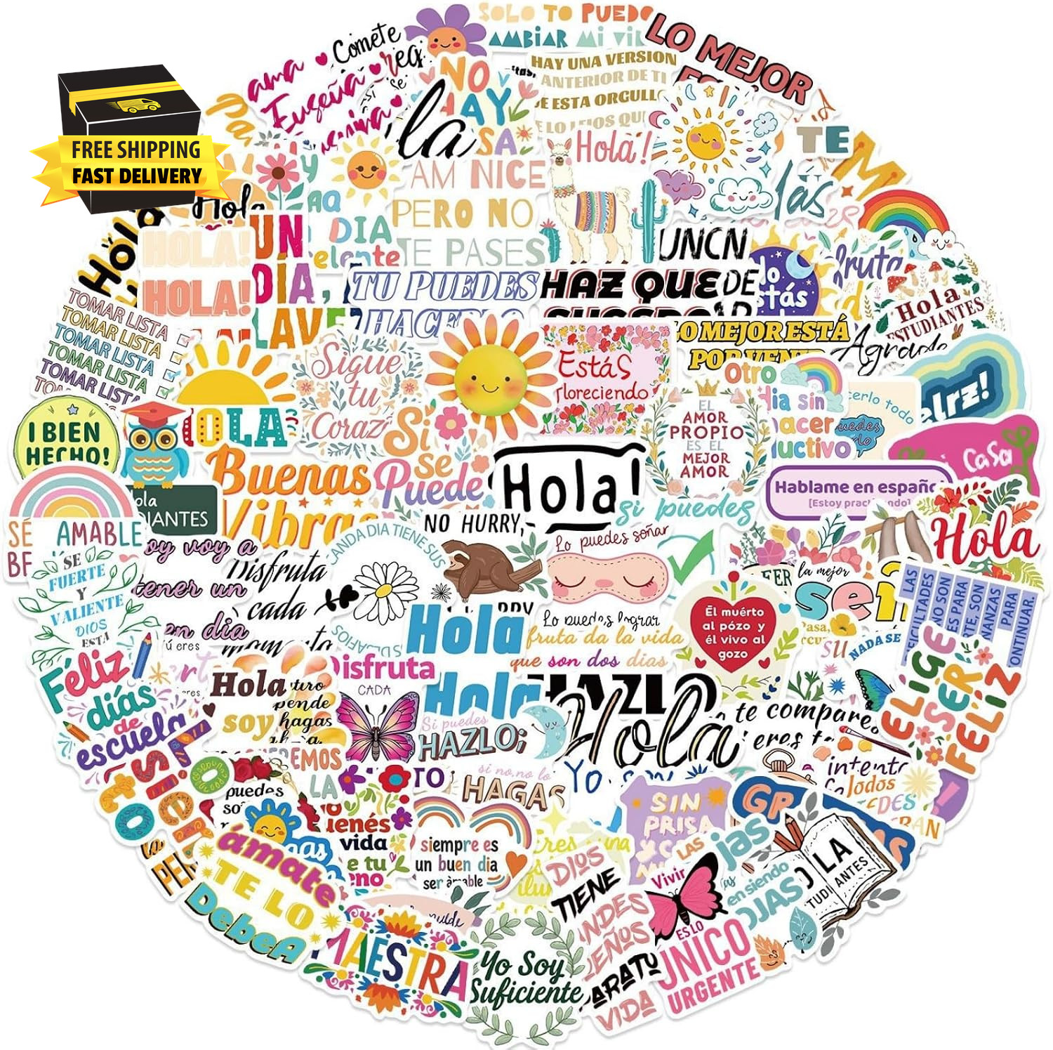 100Pcs Funny Spanish Motivational Stickers Motivational Spanish Sticker for Teen
