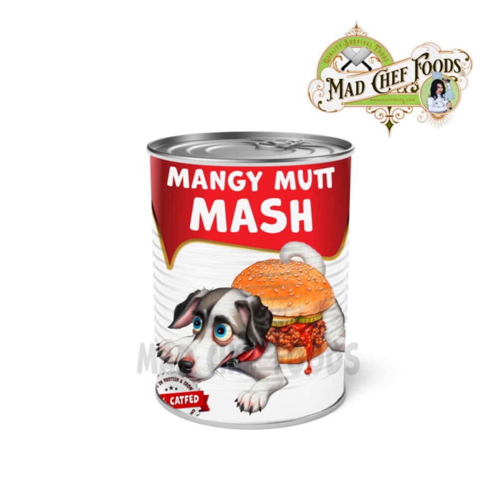 FUNNY CHRISTMAS Mangy Mutt Mash Can Label STOCKING STUFFER Joke Gag Gift Santa