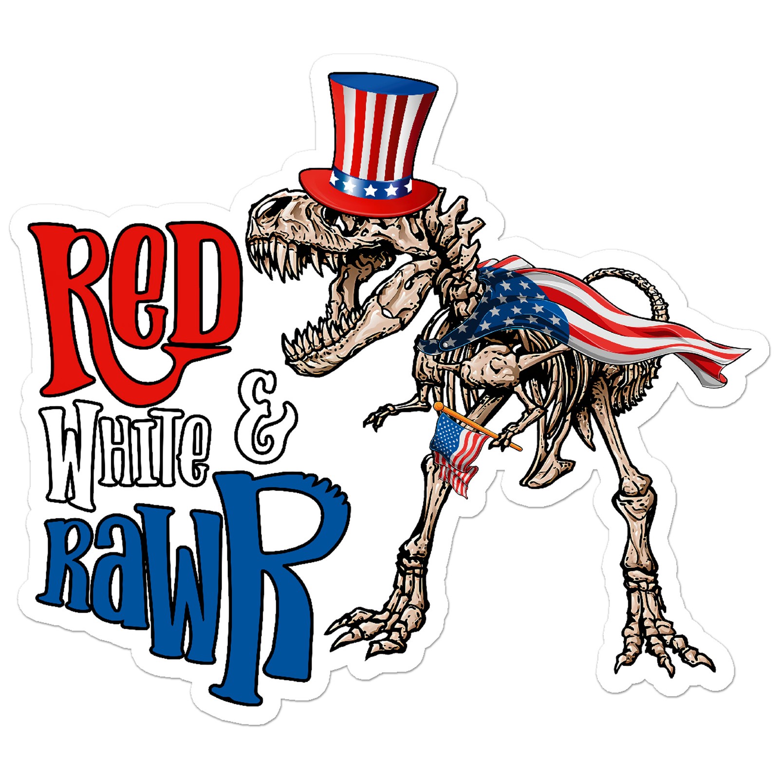 T-Rex Red White Rawr – Vinyl Decal Sticker – Car Window Laptop – ebn8821