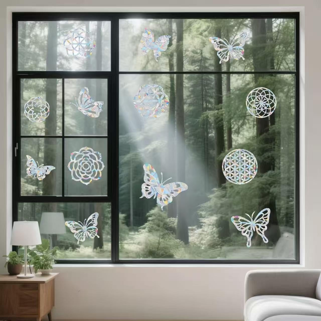 27PCS Mandala Rainbow Window Stickers, Window Decals for Bird Strikes | Rainbow