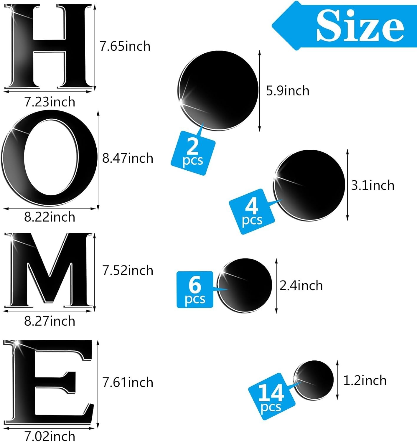 Decorative 3D Removable Acrylic Letter and Circle Wall Decals – Home Style