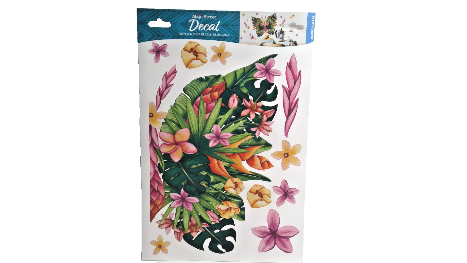 Jumbo Tropical Floral Wall Decals 20 Pc Removable Peel Stick Main Street NEW