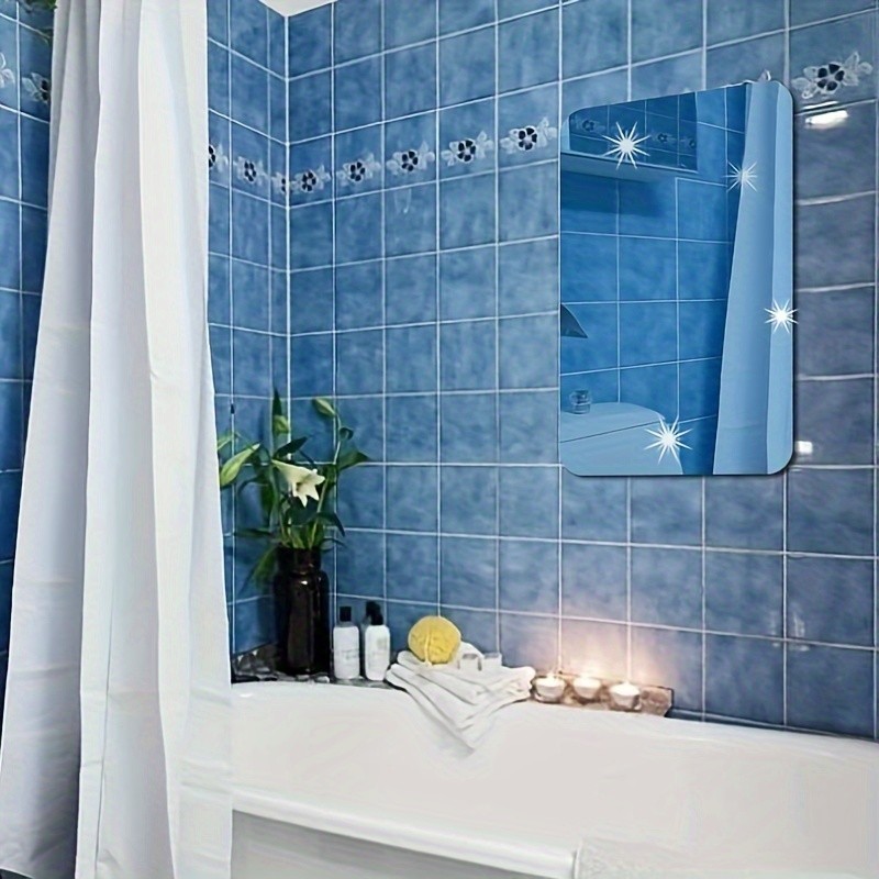 Removable Rectangle Mirror Tile Peel And Stick Living Room Dorm Hanging Decor