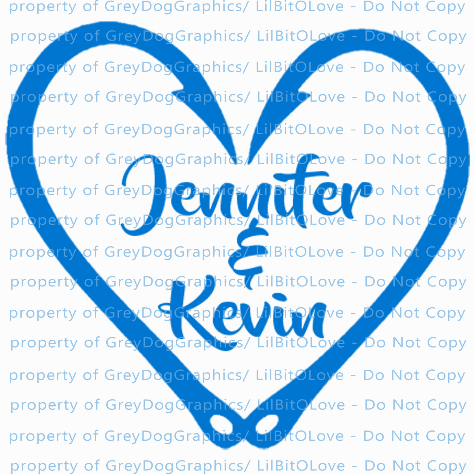 Custom Fish Hook Heart Personalized with Couple’s Names Vinyl Decal Sticker