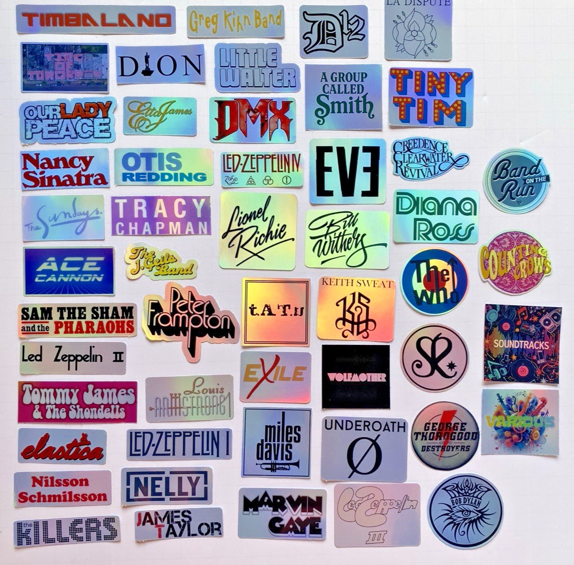 51 Rock Stickers Country, R&B, Rap, Pop Stickers Waterproof Holographic Spec Ord