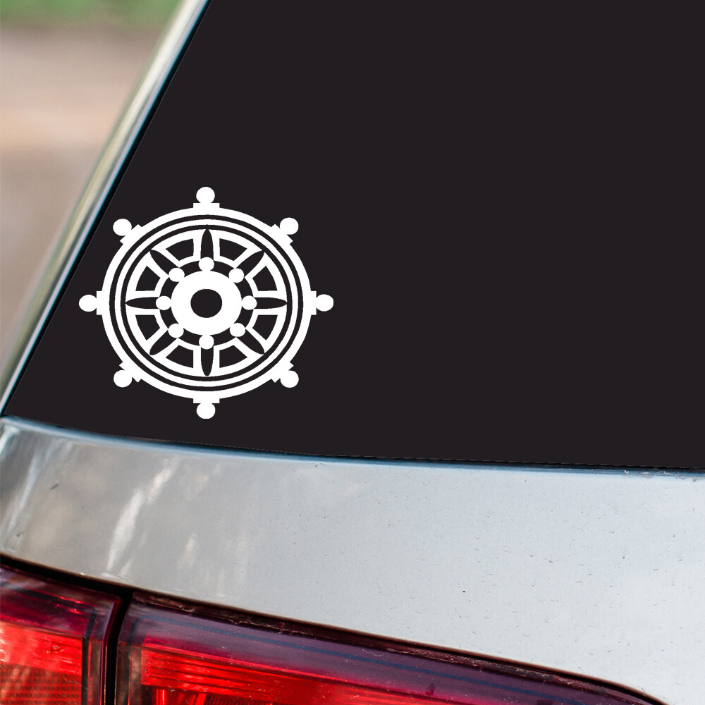 Wheel of Dharma Sticker Buddhism Religious S4 all chrome & regular vinyl colors