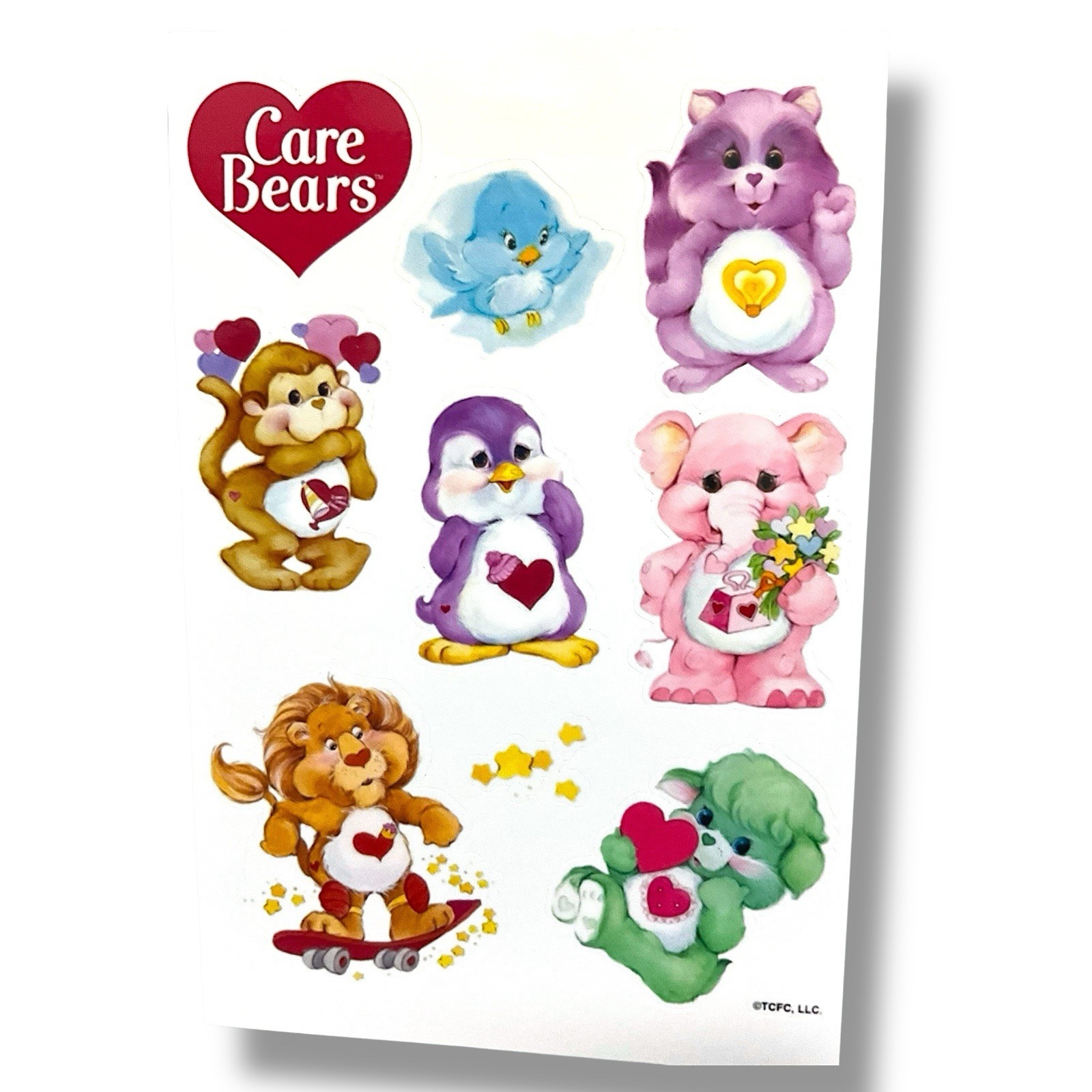 Retro Care Bears Cousins Stickers Water Resistant Glossy Sticker Sheet