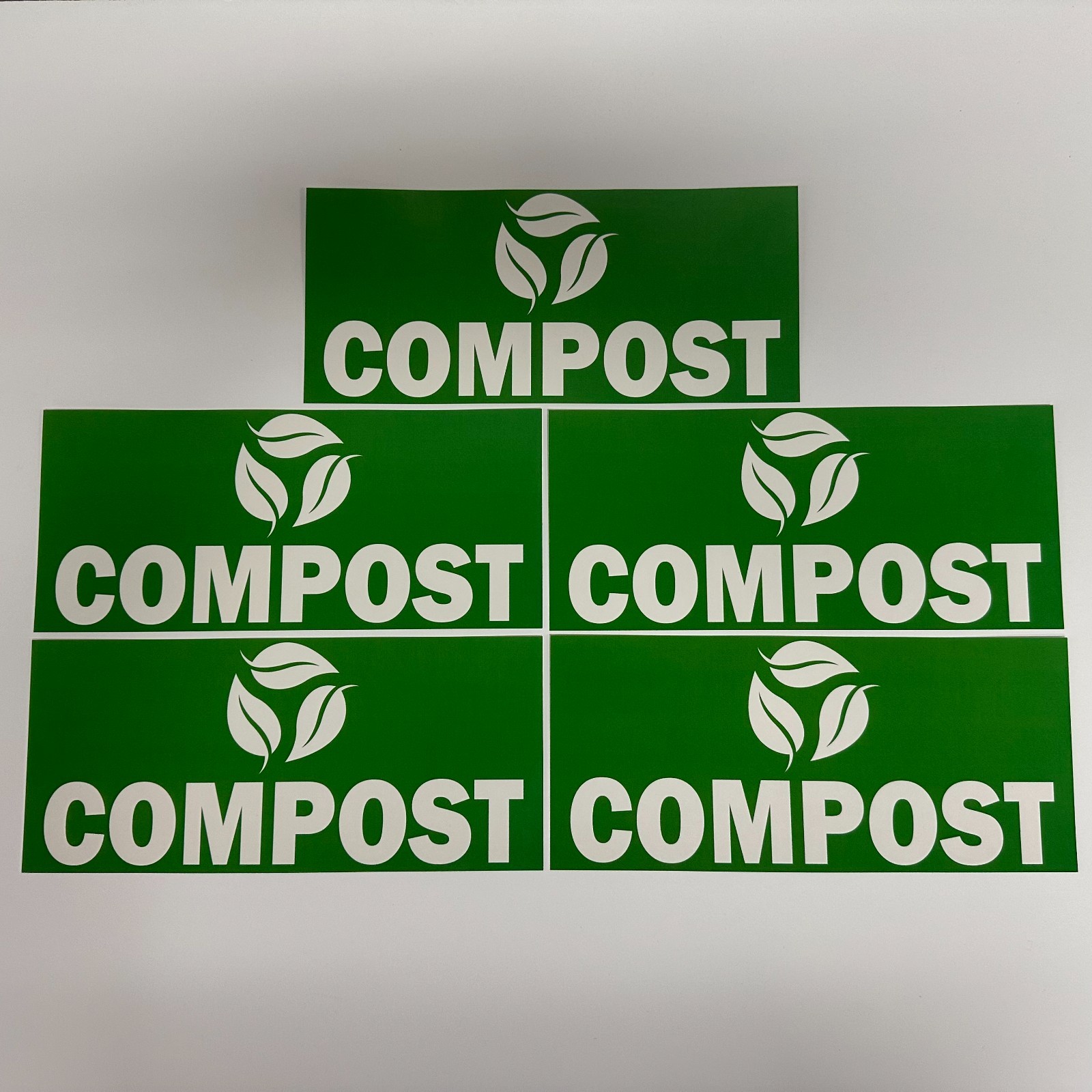 5 PACK! Compost Green Waste Trash Can Stickers, Set of 4″ x 9″ Labels for Bins