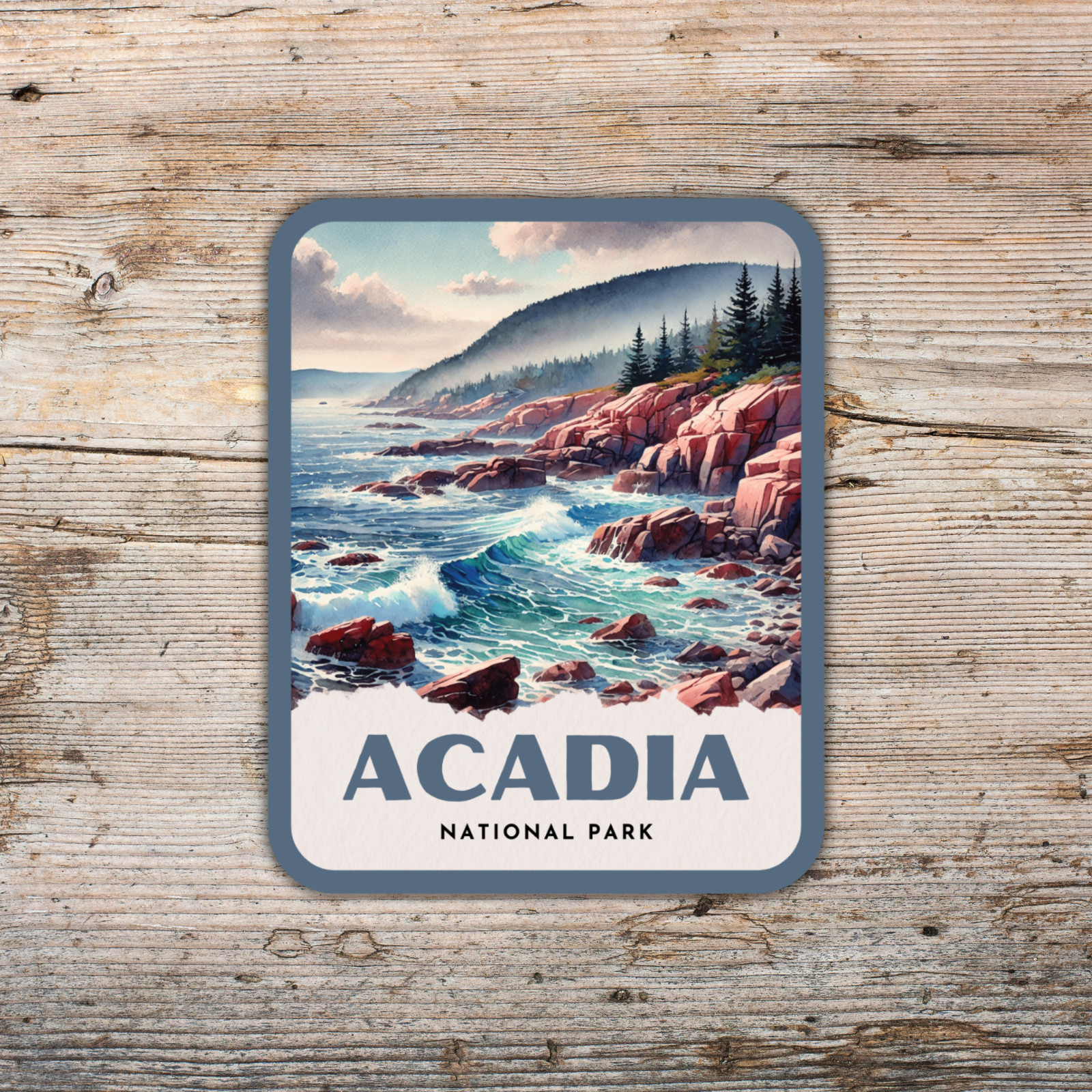 Acadia National Park Maine Watercolor Sticker Waterproof Vinyl Travel Decal