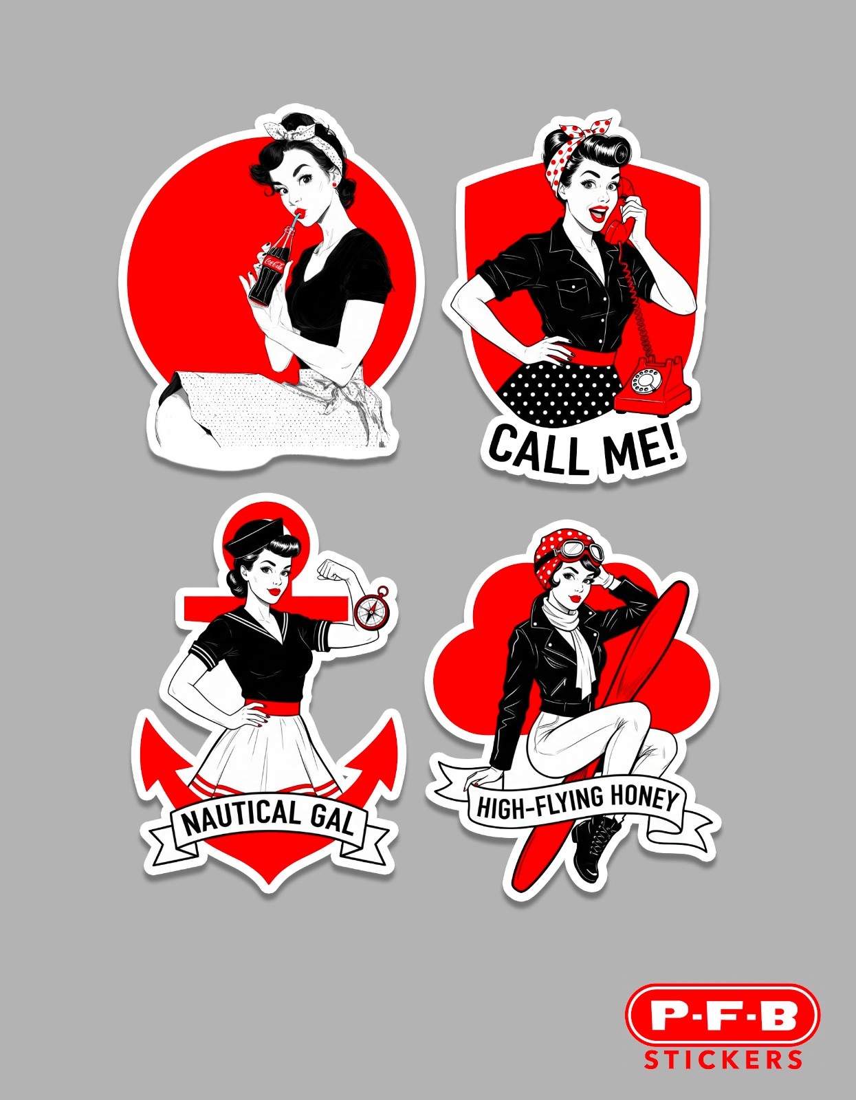 Pin Up Stickers Coke Call Me High Flying Honey 4pc 3” Stickers FREE SHIPPING