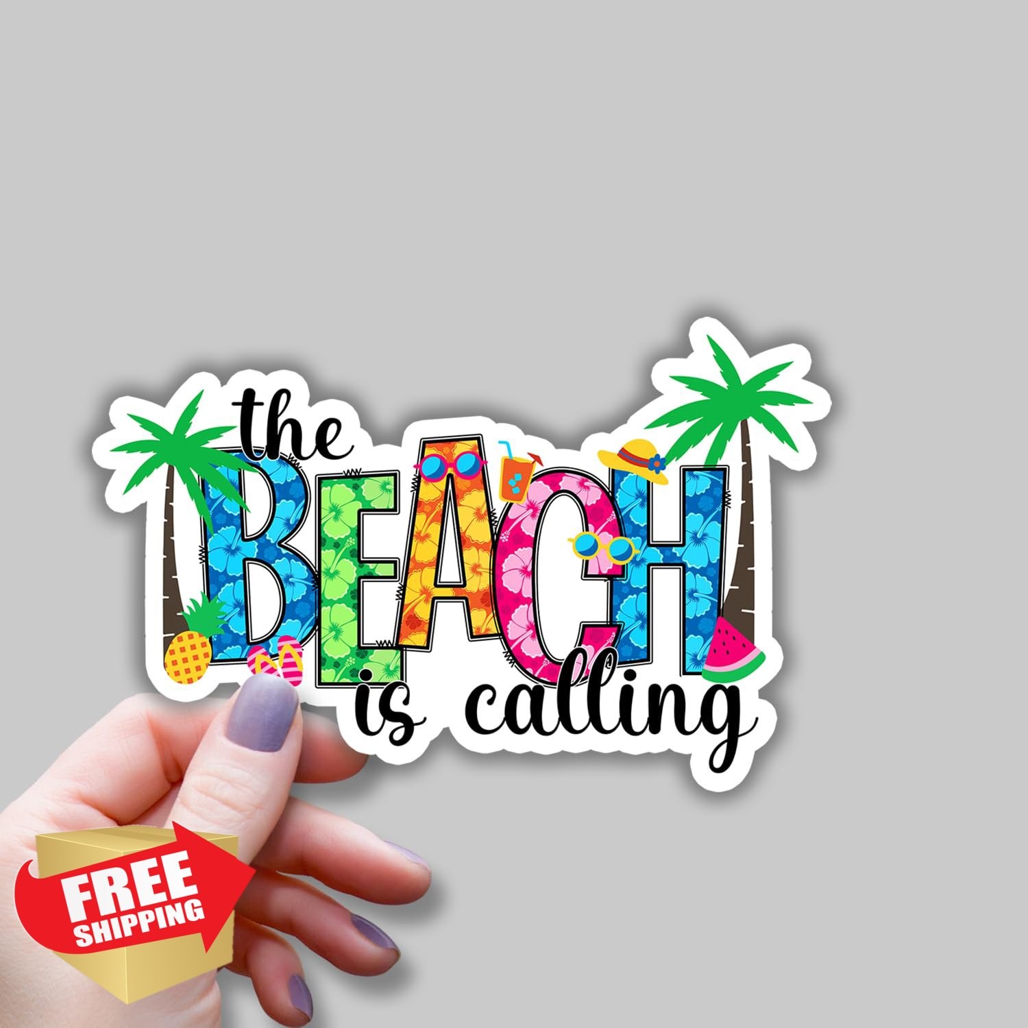 3x The Beach is Calling Ocean Life Vinyl Sticker 3×2 inch