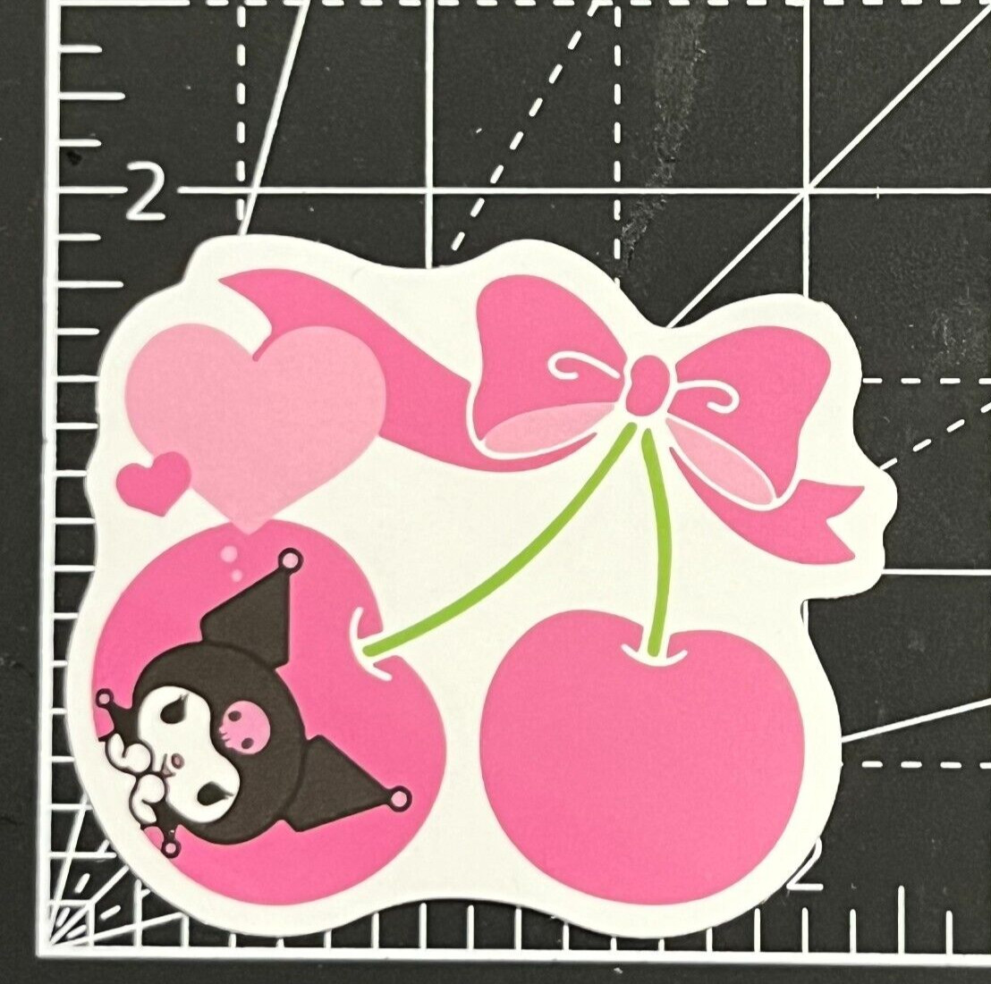 Kuromi In Cherries Love – Vinyl Decal Sanrio Sticker Bomb Notebook KAWAII Fun