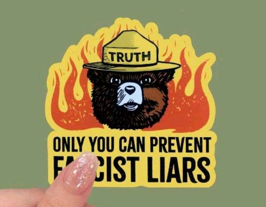Only You Can Prevent Fascist Liars Bear Sticker 3x3in Free Shipping