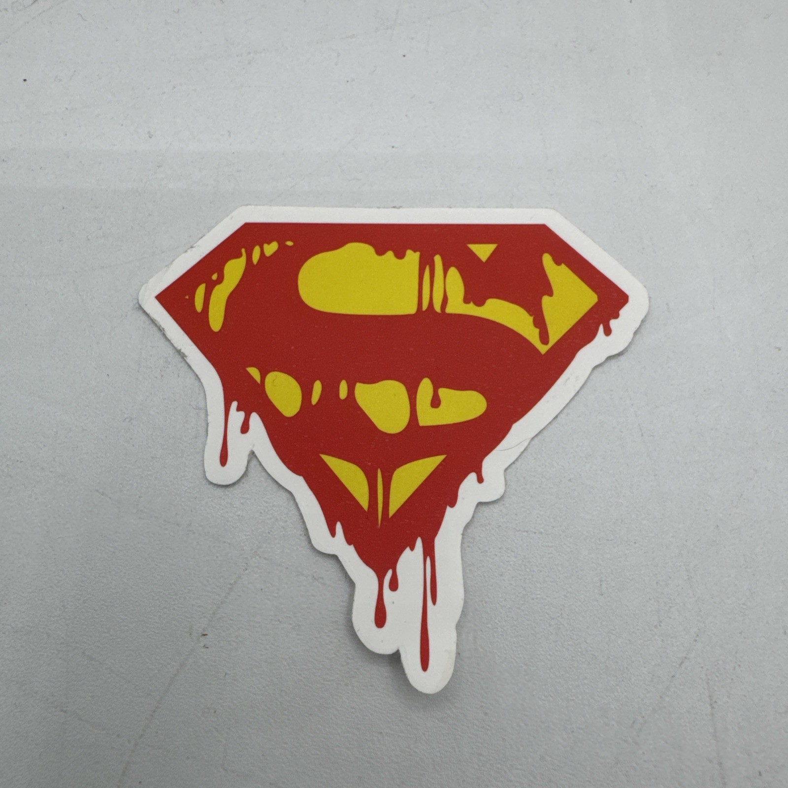 Diecut Vinyl Superman Logo Dripping Blood Decal Sticker Comic Red & Yellow 2.5″