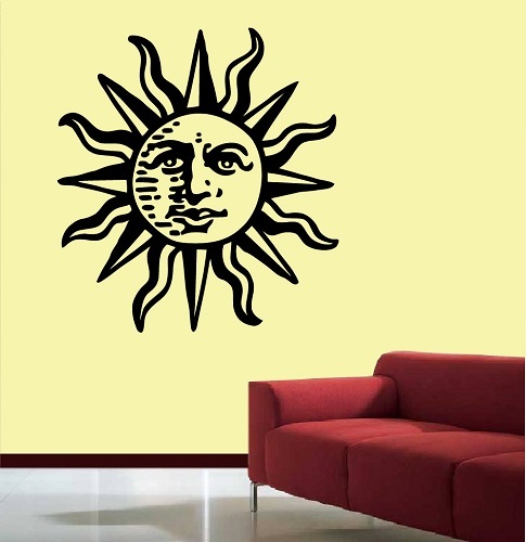 Vinyl Decal Sun with Face Dual Ethnic Symbol Wall Removable Sticker 760