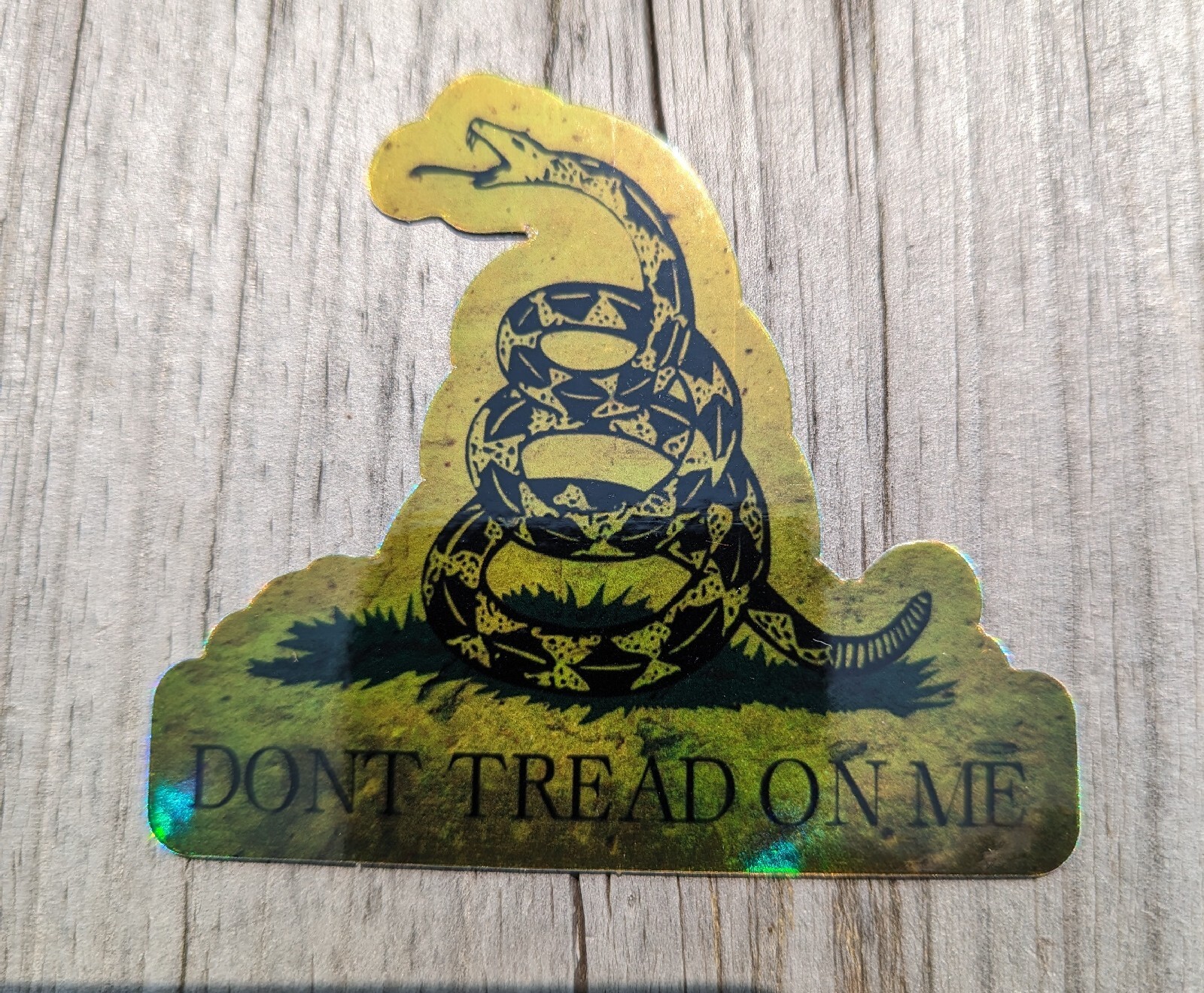 Don’t Tread On Me Die Cut Holographic Sticker Gadsden Flag 2A 3 x 2.65 Inches