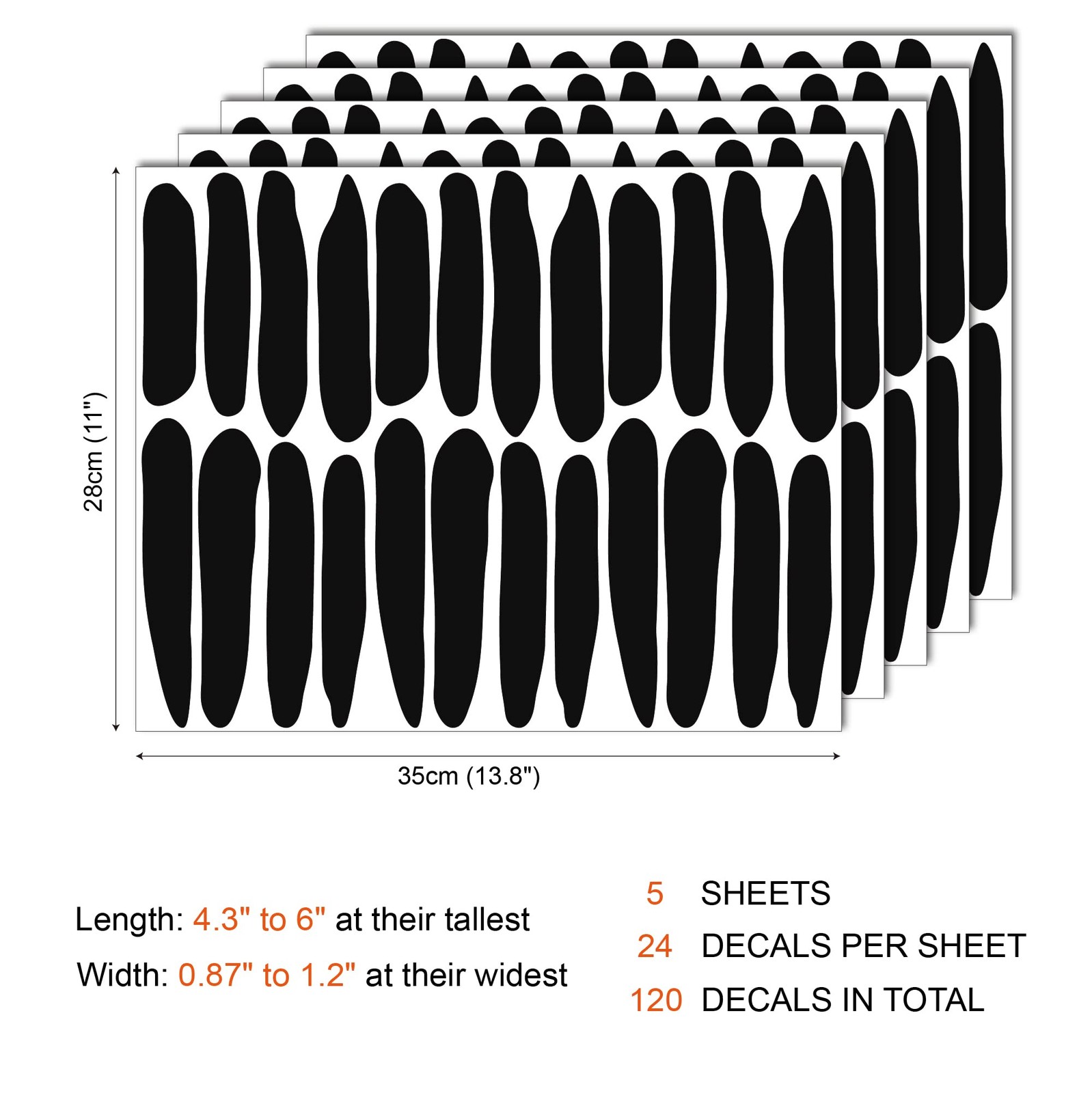 Black Thick Irregular Line Vinyl Abstract Wall Decals, Peel and Stick Modern …