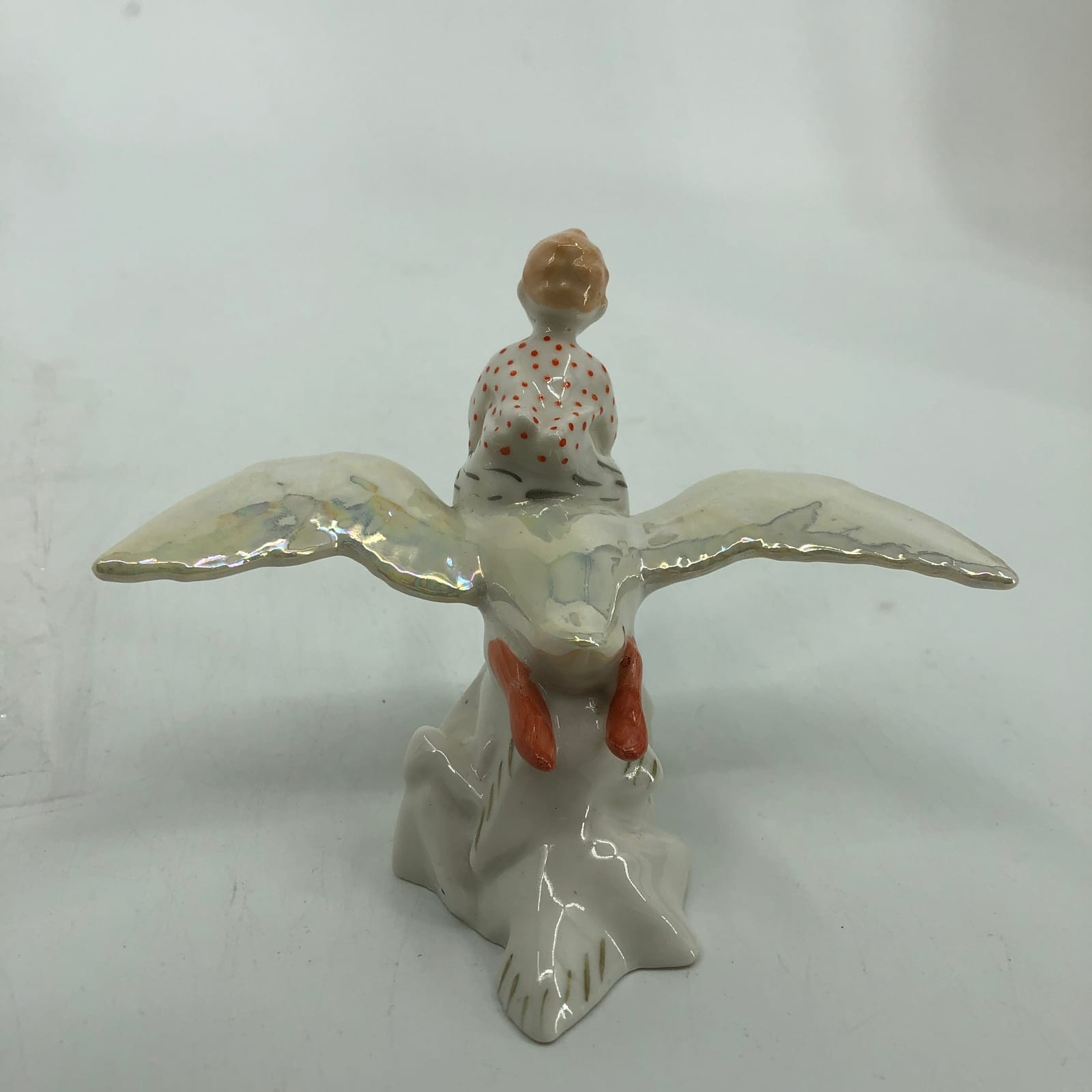 Classic White and Orange Vintage Glass Goose | Ideal for Any Occasion