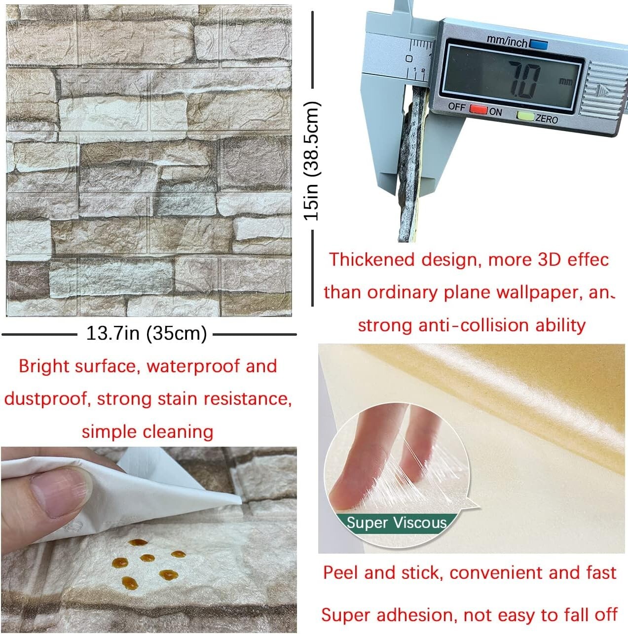 Stylish 3D Wall Panels – 20PCS Self-Adhesive Faux Stone Wallpaper for Home Decor