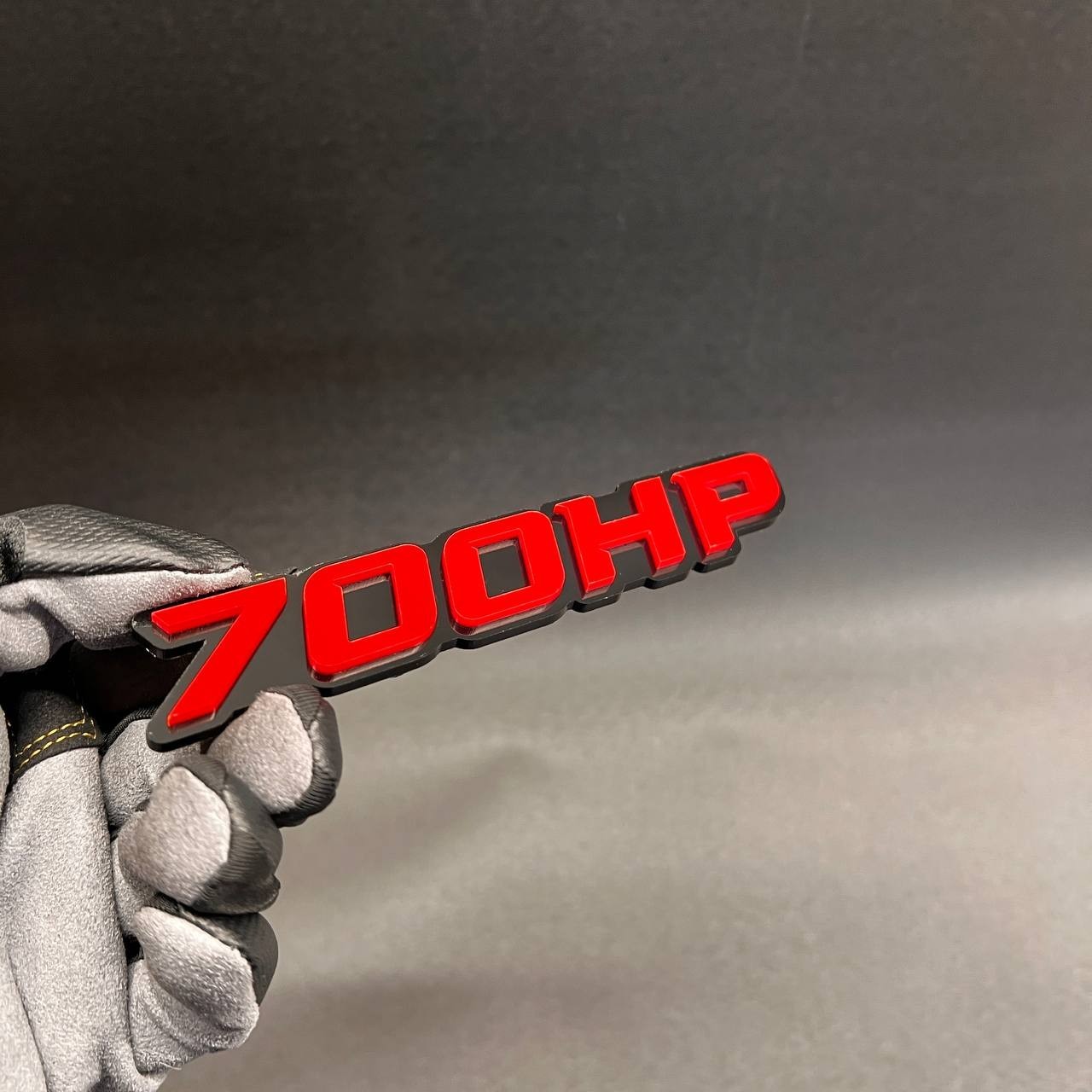 1X 700 HP Custom 3D Car Emblem – Multicolor Acrylic Car Badge Decal RED – BLACK