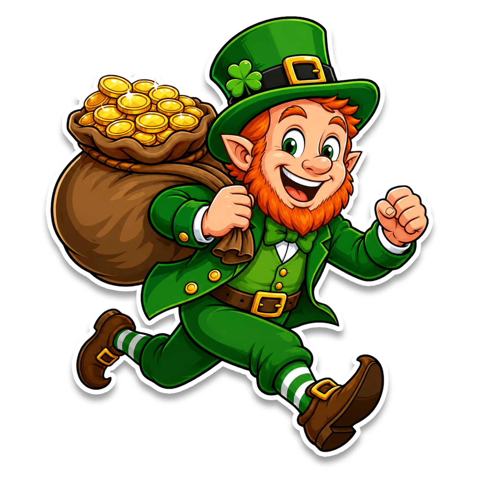 Lucky Leprechaun Sticker 4 Inch Vinyl Decal Irish Good Luck Gold