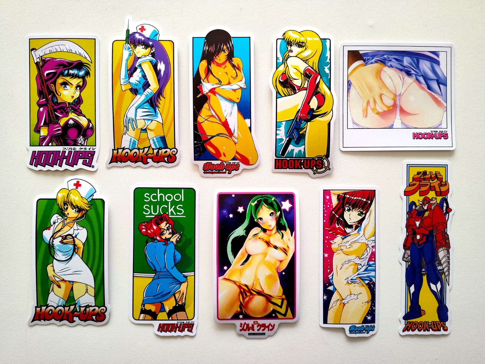 Hook-Ups 60 Piece Sticker Pack SET 2 Reproduction skate, Anime, world industries