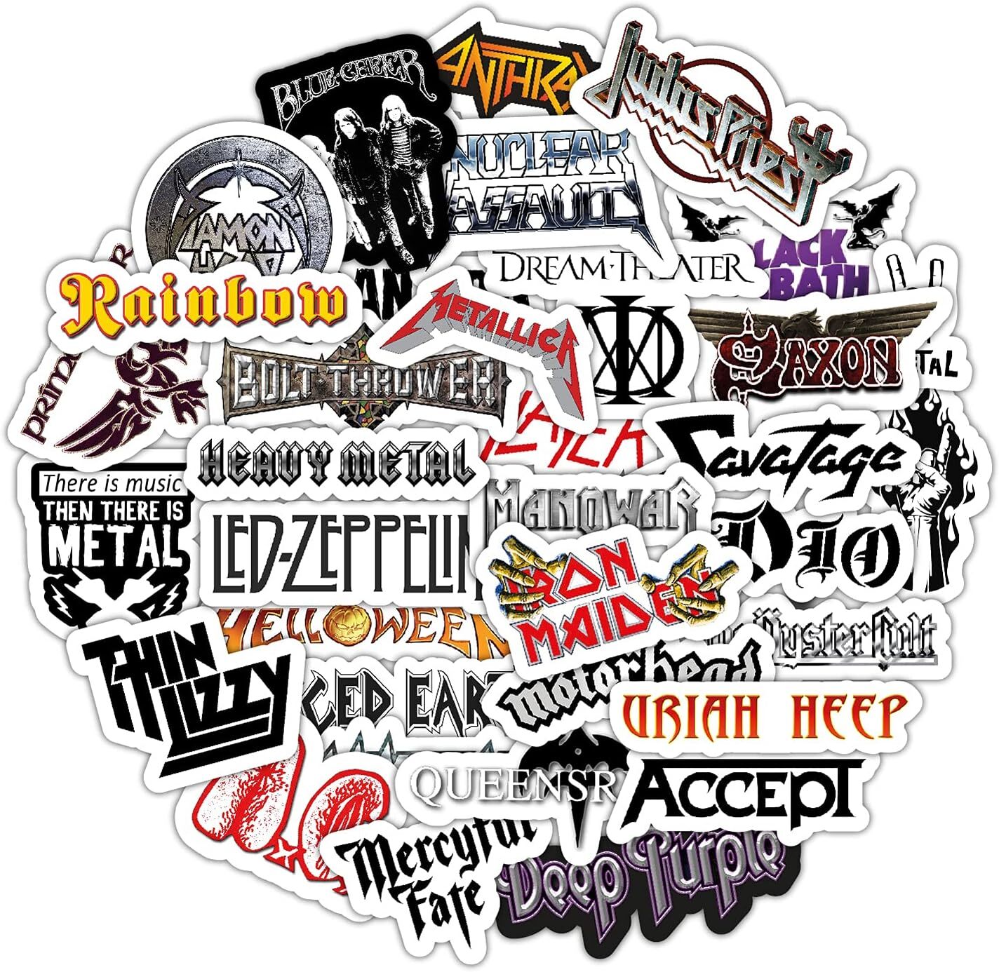Sticker Pack of Heavy Metal Band Stickers, 35 Pieces of Metal Stickers, Strong A