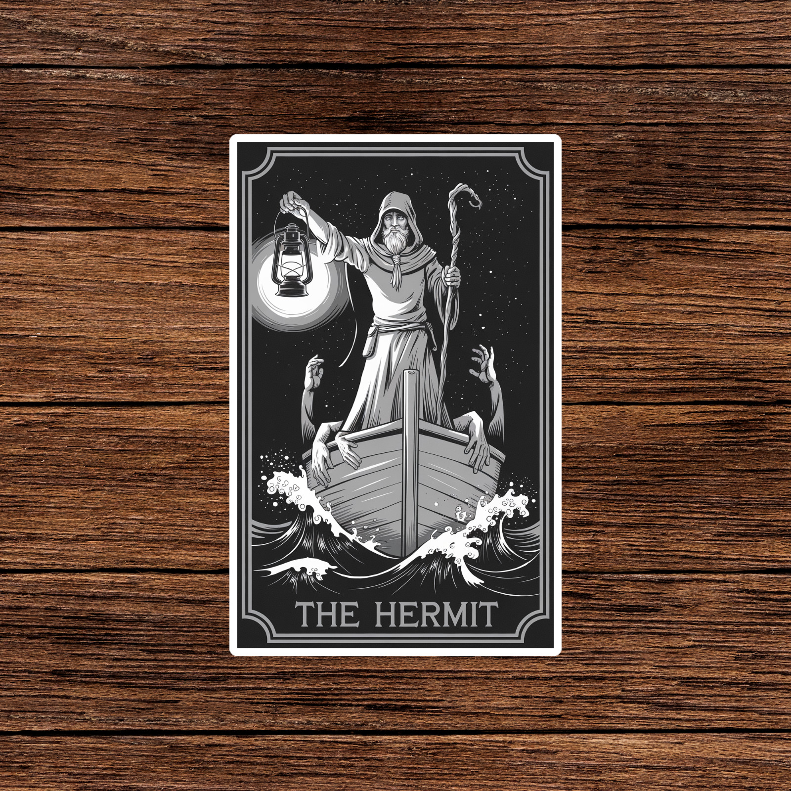 The Hermit Tarot Card Sticker – Mystical Divination Decal for Spiritual Seekers