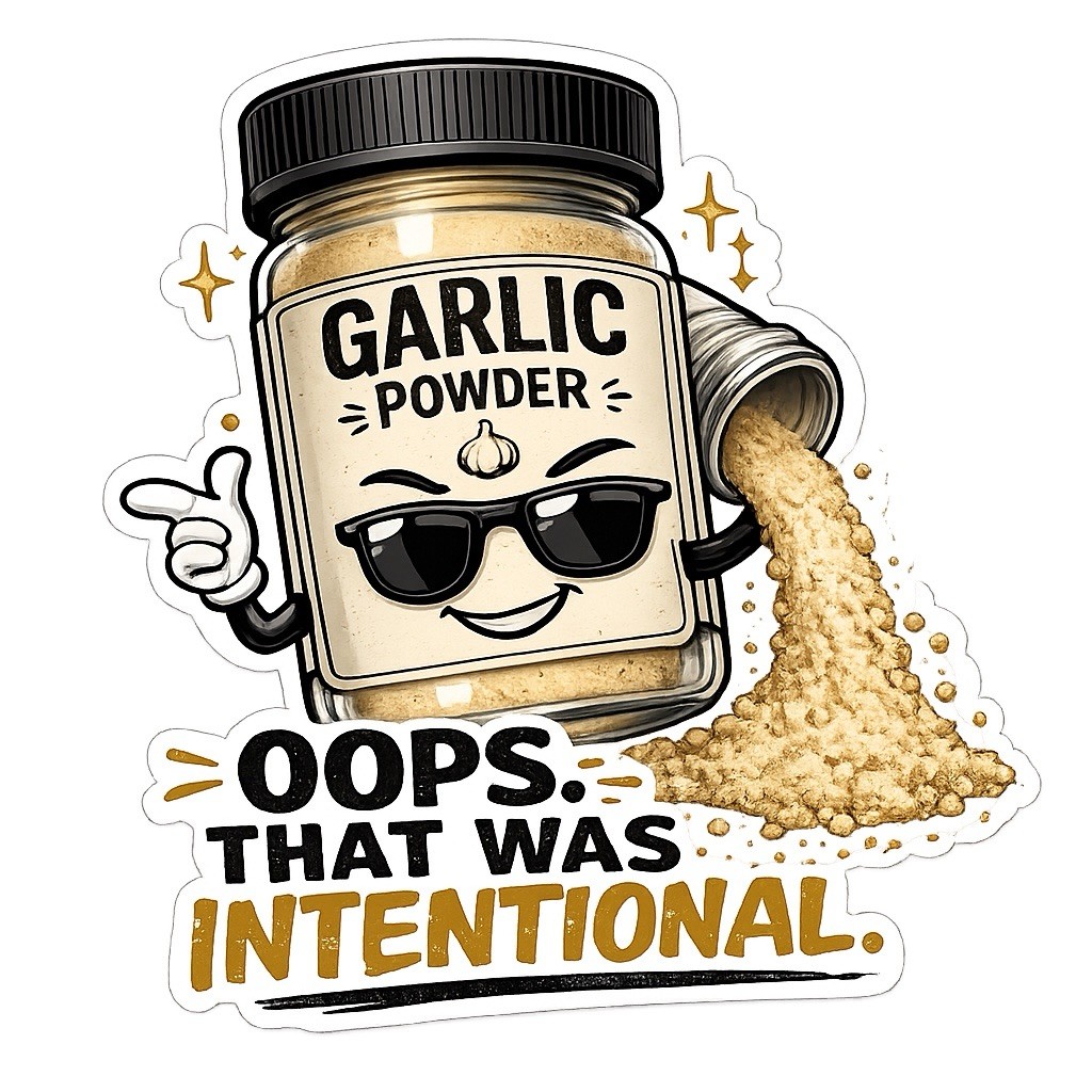 STICKER (BUY 2, GET 1 FREE) Garlic Jar Vinyl Laminated funny Spice Label USA
