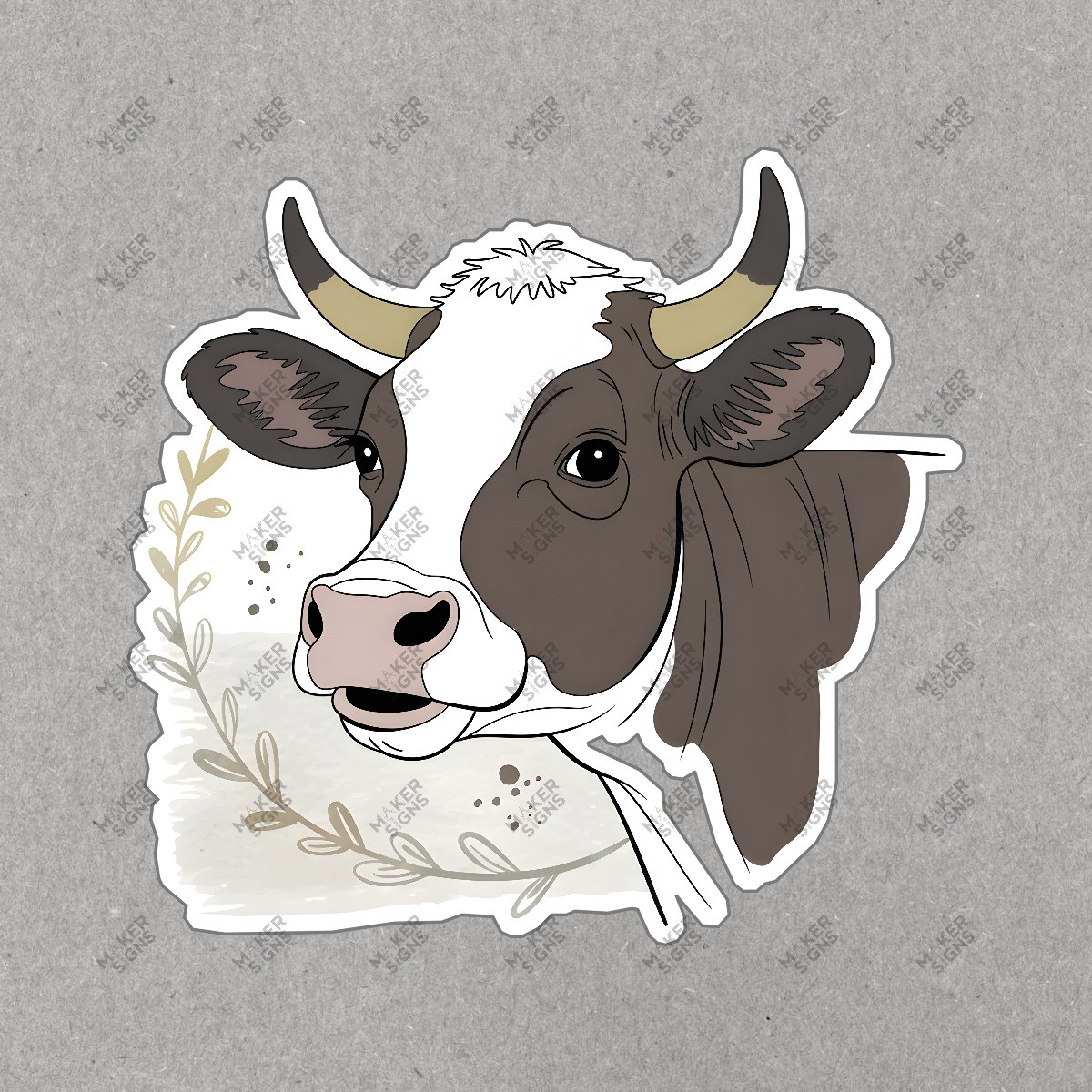 Whimsical Cartoon Cow Head Wall Art Cute Farmhouse Decor for Kids & #7464