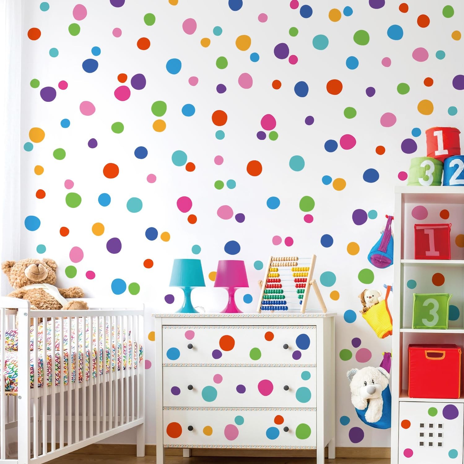 10 Sheets Polka Dot Wall Decals Irregular Colorful Dots Wall Stickers Peel an…
