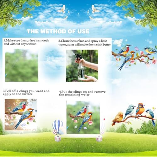 Spring Window Cling Sticker – 78PCS Tulip Butterfly Flower Hummingbirds