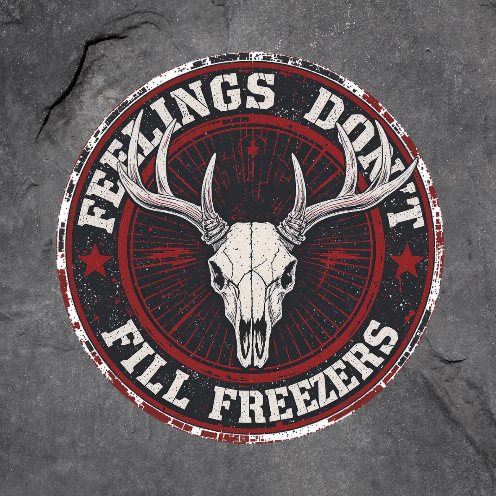 Hunting feelings don’t fill freezers sticker vinyl decal deer skull camo USA