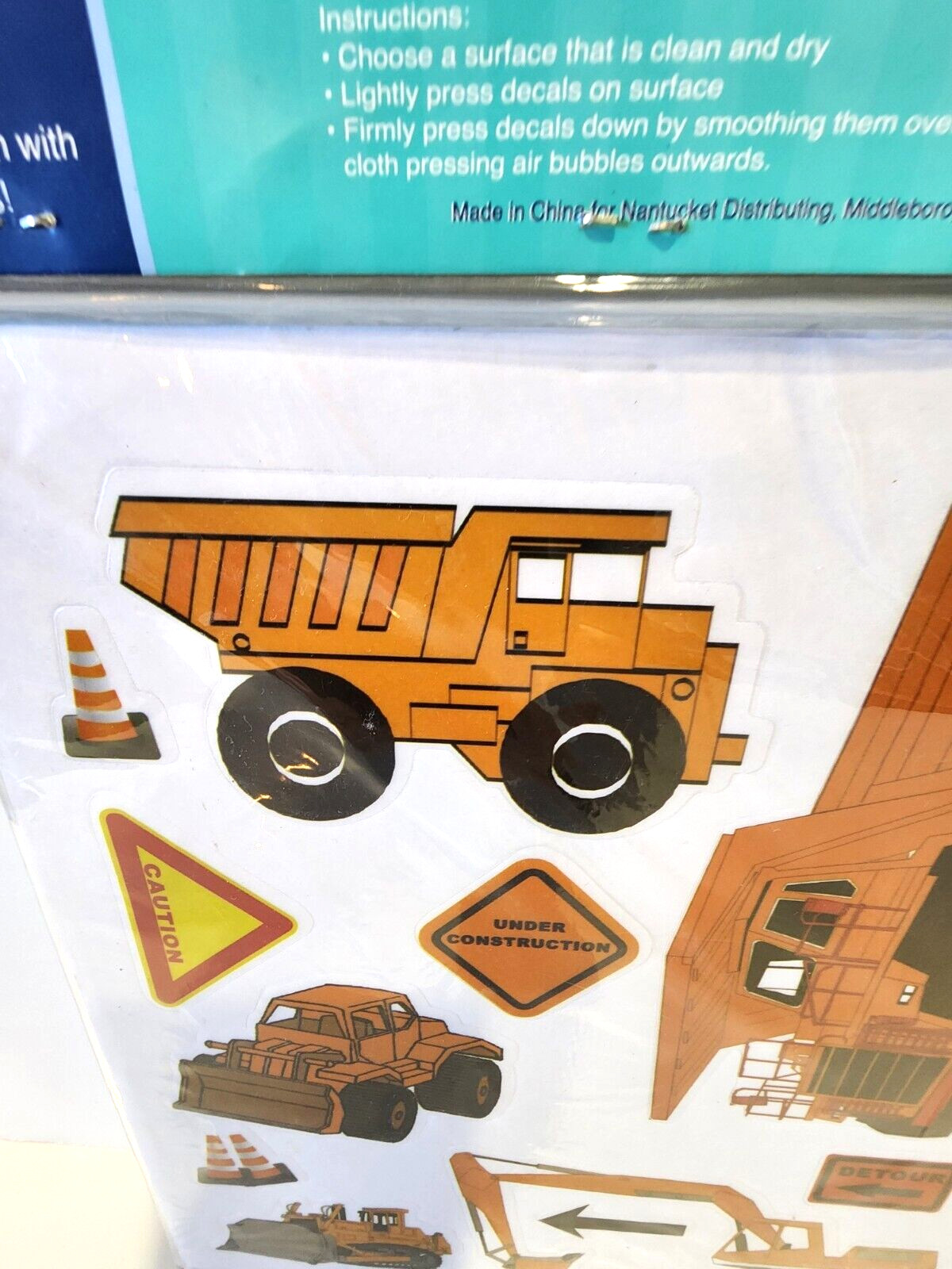 Construction Trucks Wall Decal Stickers Removable Kids Bulldozer Crane SEALED