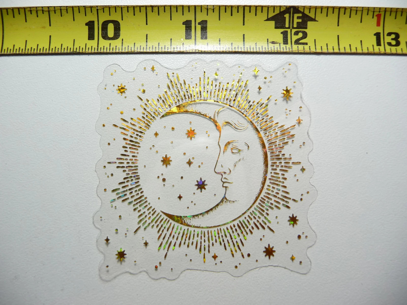 HOLOGRAPHIC RETRO FACE MOON SMALL STICKER DECAL REFLECTIVE SHINY BEAUTIFUL