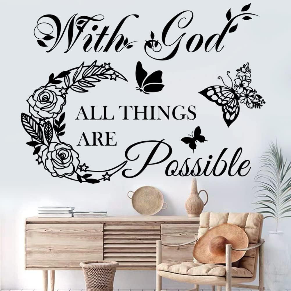 Inspirational God Things Are Possible Vinyl Wall Sticker Peel and Stick Quote Bi
