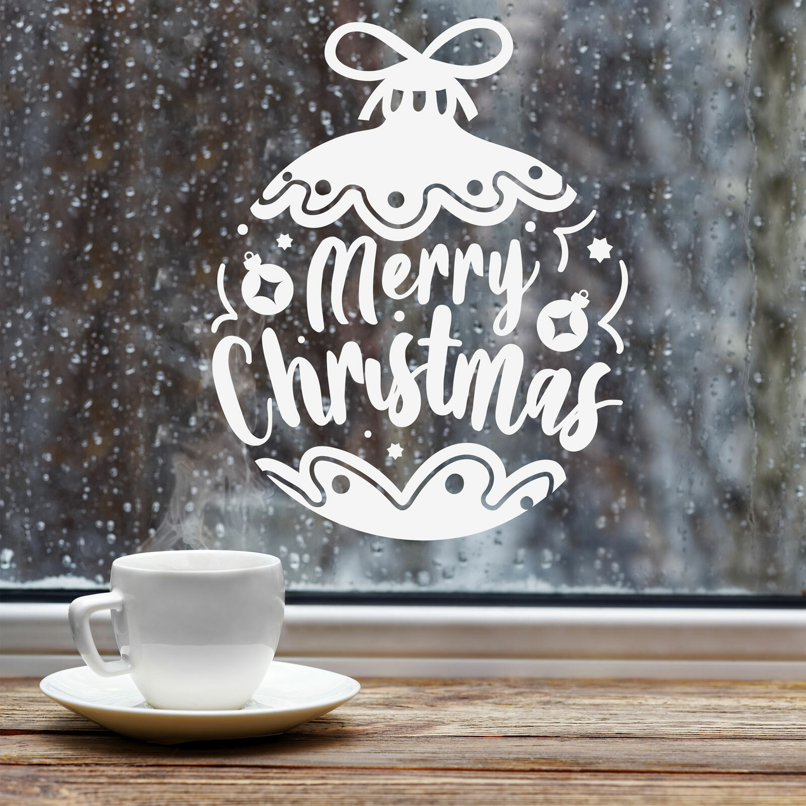 Bauble MERRY CHRISTMAS Home Wall Window Sticker Vinyl Decal shop Xmas decoration
