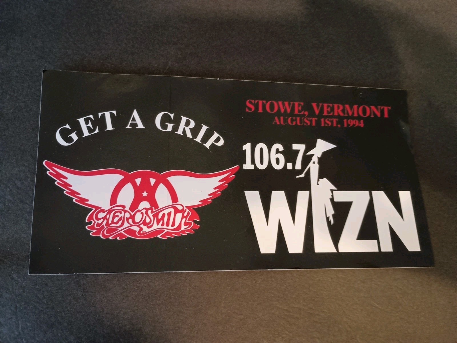 VTG Aerosmith Get A Grip tour ’94 decal bumper sticker 7.5×3.75 Stowe VT show