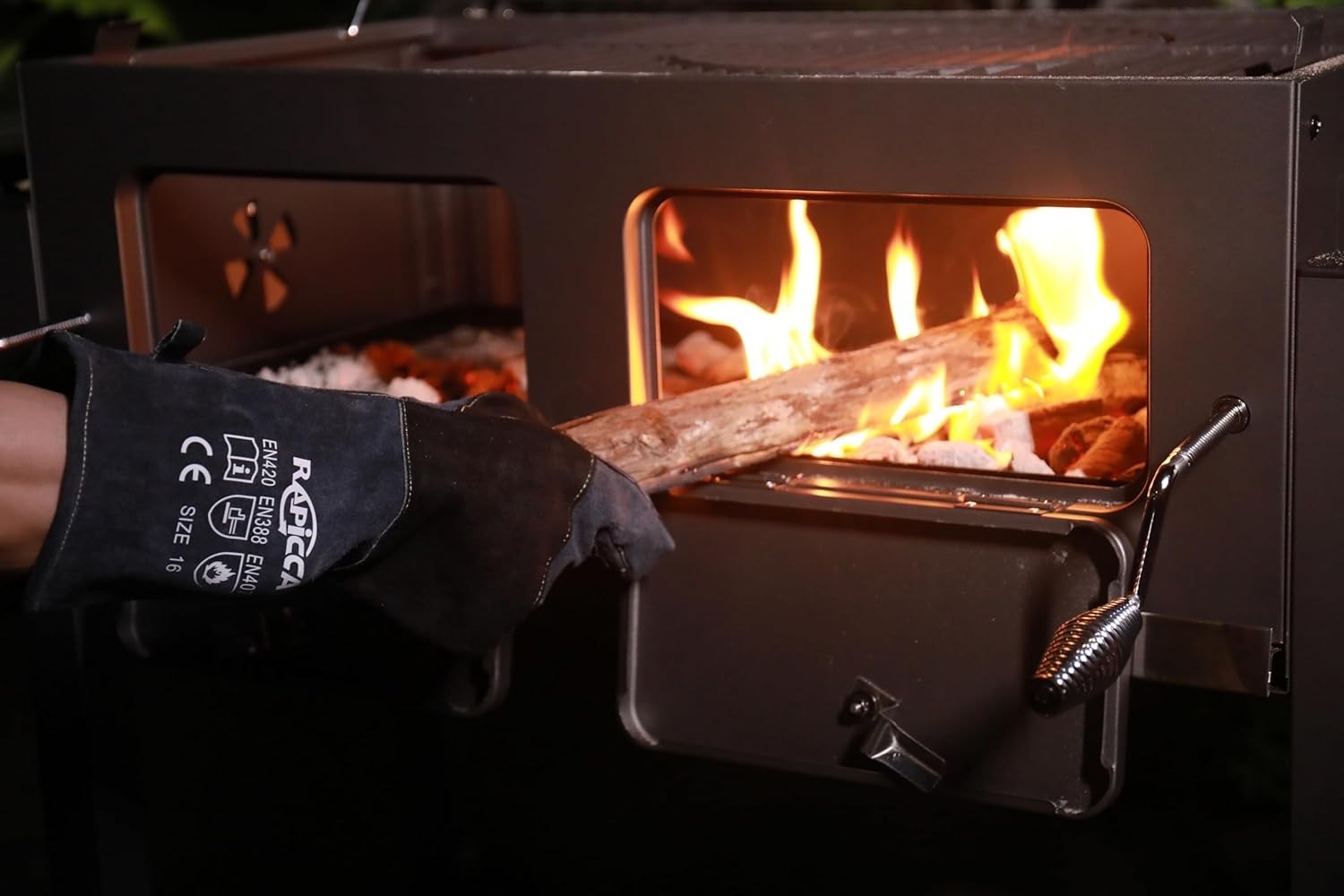 Fireplace Gloves Fire Heat Resistant: Dark-Grey 16IN 932℉ – Fireproof Leather fo