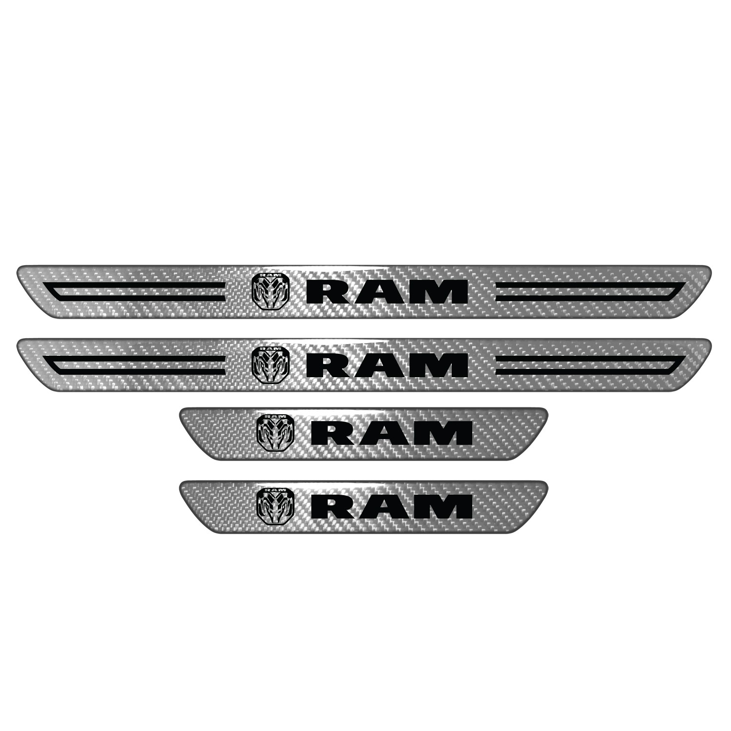 RAM 2019 up Silver Carbon Fiber Universal Door Sill Protector Kick Plates