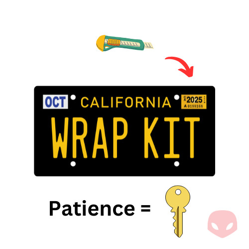 Cherry Red and Daffodil Yellow Gloss California Plate Wrap DIY Kit Matte Black