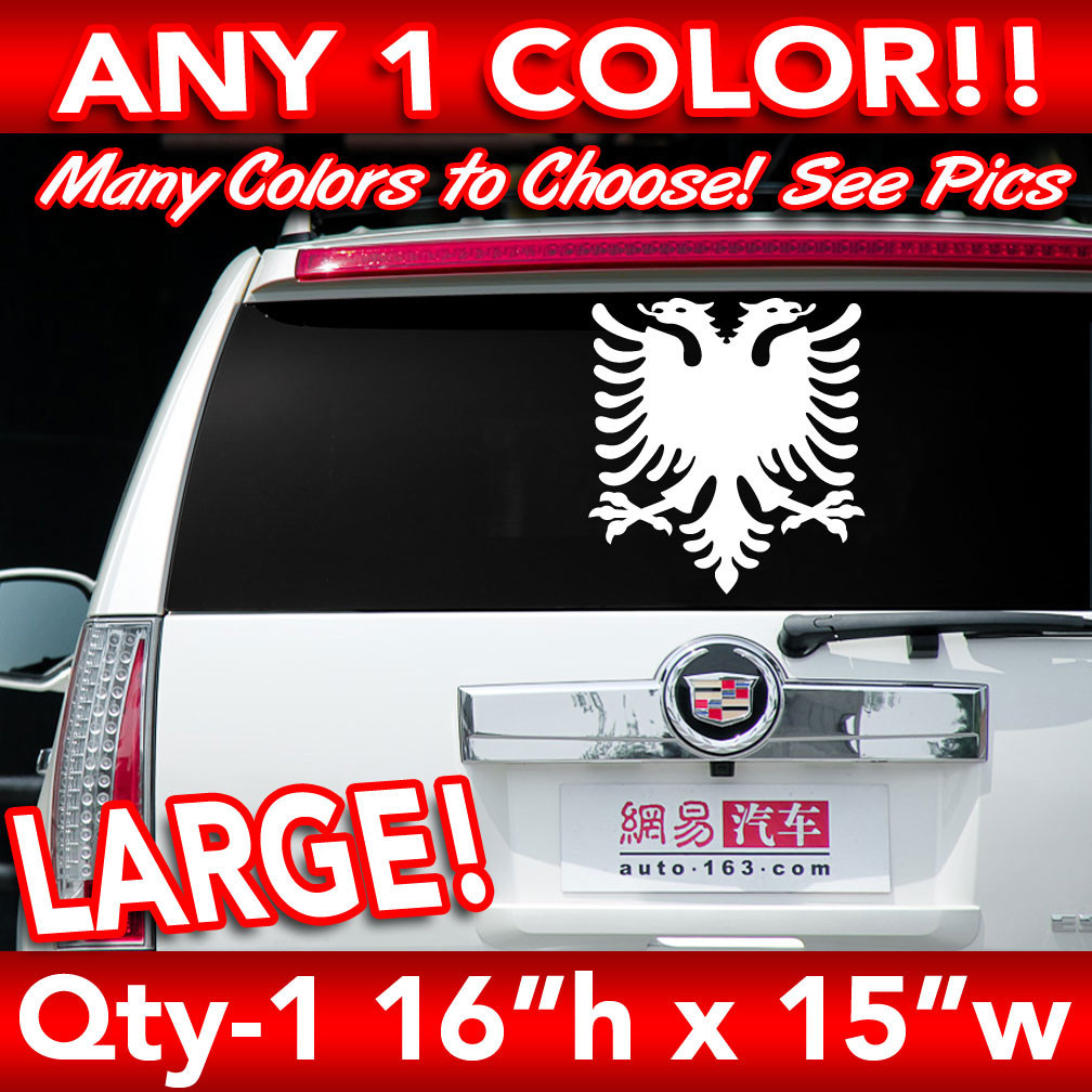 ALBANIA ALBANIAN EAGLE SOLID FLAG WINDOW LARGE DECAL STICKER 16″h x 15″
